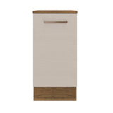 Mueble Inferior de Cocina Agata Marron y Crema 40x84cm con Mesón de Madera y Una Puerta - MUEBLES INFERIORES DE COCINA | Bylmo