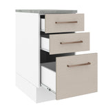 Mueble Inferior de Cocina Agata Blanco y Crema 40x84cm con Mesón de Madera y Tres Cajones - MUEBLES INFERIORES DE COCINA | Bylmo