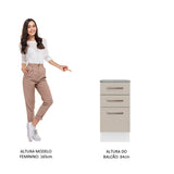 Mueble Inferior de Cocina Agata Blanco y Crema 40x84cm con Mesón de Madera y Tres Cajones - MUEBLES INFERIORES DE COCINA | Bylmo