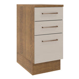 Mueble Inferior de Cocina Agata Marron y Crema 40x84cm con Mesón de Madera y Tres Cajones - MUEBLES INFERIORES DE COCINA | Bylmo