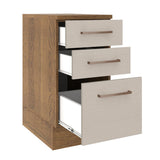 Mueble Inferior de Cocina Agata Marron y Crema 40x84cm con Mesón de Madera y Tres Cajones - MUEBLES INFERIORES DE COCINA | Bylmo