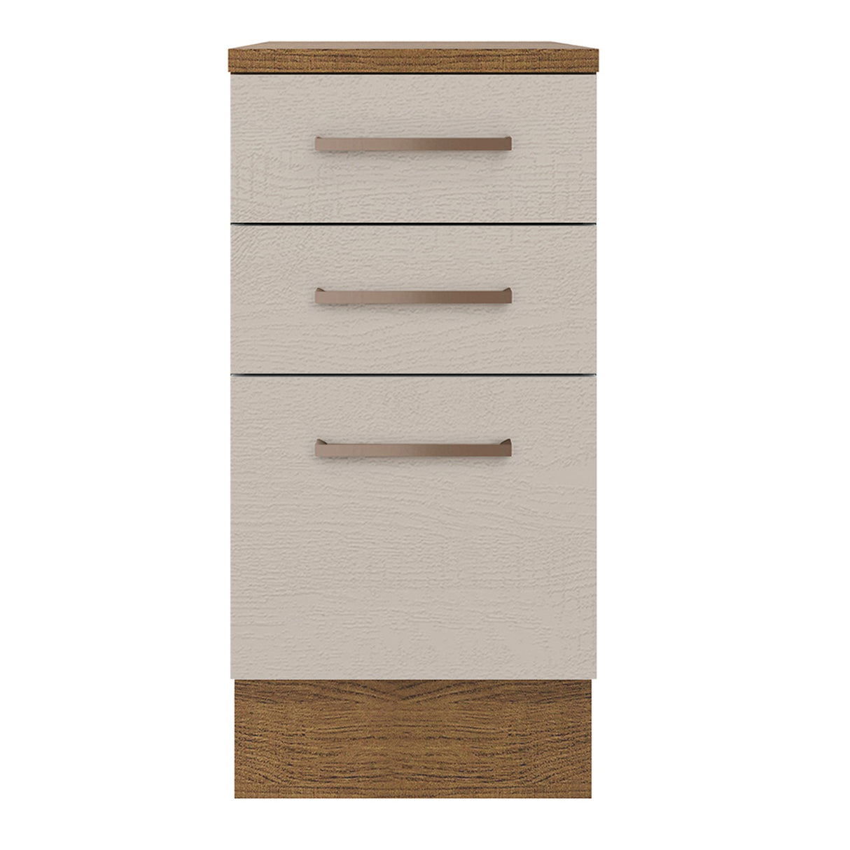 Mueble Inferior de Cocina Agata Marron y Crema 40x84cm con Mesón de Madera y Tres Cajones - MUEBLES INFERIORES DE COCINA | Bylmo