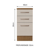 Mueble Inferior de Cocina Agata Marron y Crema 40x84cm con Mesón de Madera y Tres Cajones - MUEBLES INFERIORES DE COCINA | Bylmo