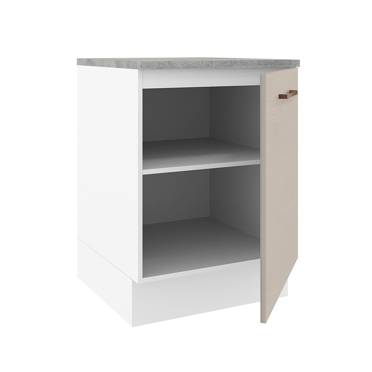 Mueble Inferior de Cocina Agata Blanco y Crema 60x84cm con Mesón de Madera y Una Puerta - MUEBLES INFERIORES DE COCINA | Bylmo
