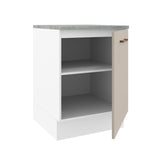 Mueble Inferior de Cocina Agata Blanco y Crema 60x84cm con Mesón de Madera y Una Puerta - MUEBLES INFERIORES DE COCINA | Bylmo