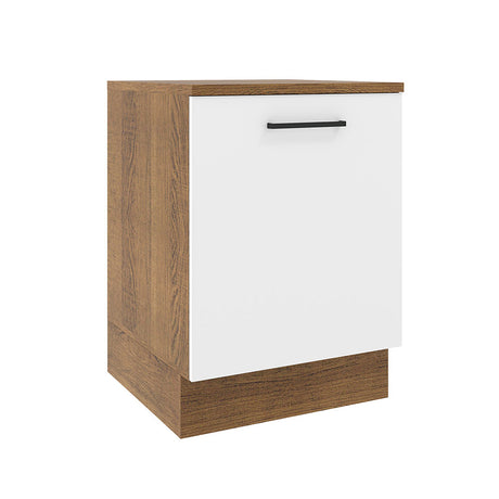Mueble Inferior de Cocina Agata Marron y Blanco 60x84cm con Mesón de Madera - MUEBLES INFERIORES DE COCINA | Bylmo
