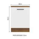 Mueble Inferior De Cocina Agata Marron Y Blanco 60x84cm Con Mesón De Madera