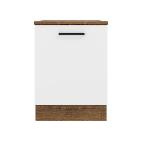 Mueble Inferior de Cocina Agata Marron y Blanco 60x84cm con Mesón de Madera - MUEBLES INFERIORES DE COCINA | Bylmo