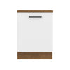 Mueble Inferior De Cocina Agata Marron Y Blanco 60x84cm Con Mesón De Madera