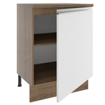 Mueble Inferior De Cocina Glamy Marron Y Blanco 60x84cm Con Mesón De Madera