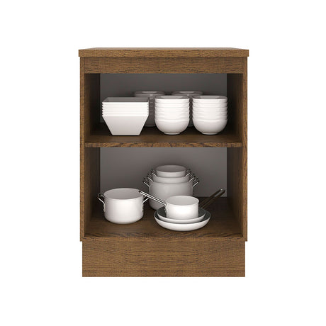 Mueble Inferior de Cocina Agata Marron y Crema 60x84cm con Mesón de Madera y Una Puerta - MUEBLES INFERIORES DE COCINA | Bylmo
