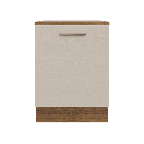 Mueble Inferior de Cocina Agata Marron y Crema 60x84cm con Mesón de Madera y Una Puerta - MUEBLES INFERIORES DE COCINA | Bylmo