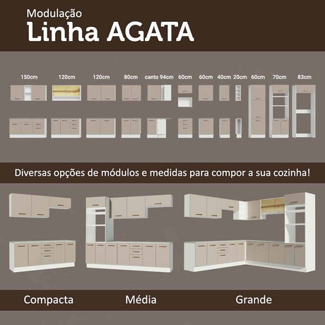Mueble Inferior de Cocina Agata Blanco y Crema 60x84cm con Mesón de Madera y Tres Cajones - MUEBLES INFERIORES DE COCINA | Bylmo