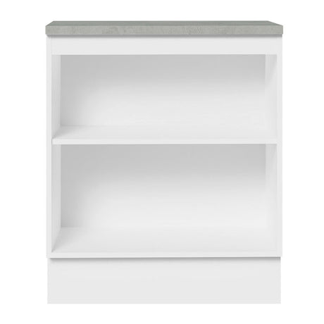 Mueble Inferior de Cocina Agata Blanco y Crema 70x84cm con Mesón de Madera y Dos Puertas - MUEBLES INFERIORES DE COCINA | Bylmo