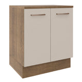 Mueble Inferior de Cocina Agata Marron y Crema 70x84cm con Mesón de Madera y Dos Puertas - MUEBLES INFERIORES DE COCINA | Bylmo