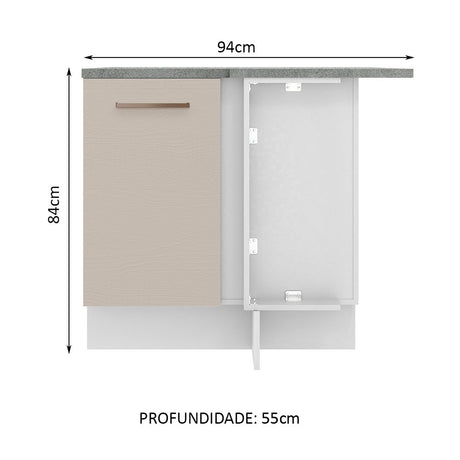 Mueble Inferior de Cocina Agata Blanco y Crema 94x84cm con Mesón de Madera - MUEBLES INFERIORES DE COCINA | Bylmo