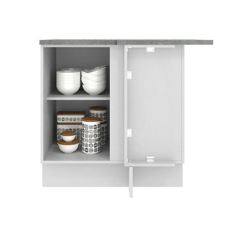 Mueble Inferior de Cocina Agata Blanco y Crema 94x84cm con Mesón de Madera - MUEBLES INFERIORES DE COCINA | Bylmo
