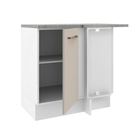 Mueble Inferior de Cocina Agata Blanco y Crema 94x84cm con Mesón de Madera - MUEBLES INFERIORES DE COCINA | Bylmo