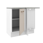 Mueble Inferior De Cocina Agata Blanco Y Crema 94x84cm Con Mesón De Madera