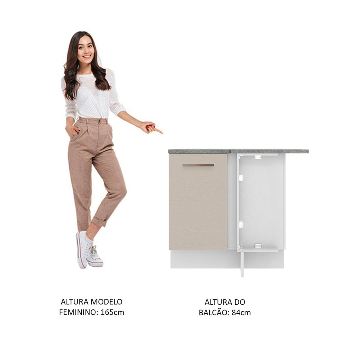 Mueble Inferior de Cocina Agata Blanco y Crema 94x84cm con Mesón de Madera - MUEBLES INFERIORES DE COCINA | Bylmo