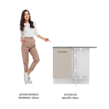 Mueble Inferior de Cocina Agata Blanco y Crema 94x84cm con Mesón de Madera - MUEBLES INFERIORES DE COCINA | Bylmo