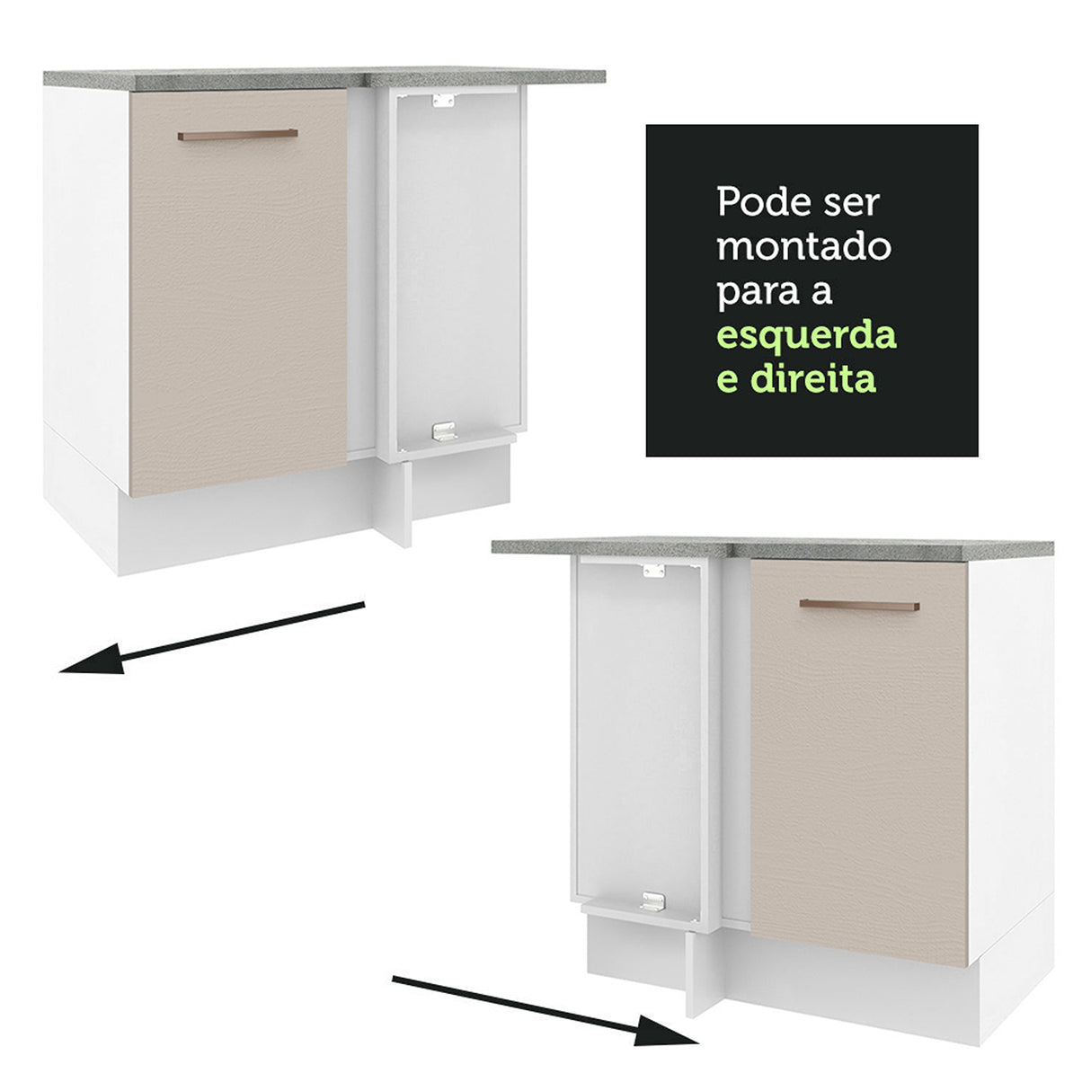 Mueble Inferior de Cocina Agata Blanco y Crema 94x84cm con Mesón de Madera - MUEBLES INFERIORES DE COCINA | Bylmo