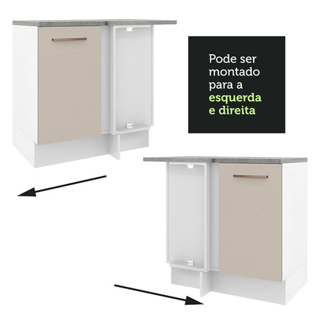 Mueble Inferior de Cocina Agata Blanco y Crema 94x84cm con Mesón de Madera - MUEBLES INFERIORES DE COCINA | Bylmo