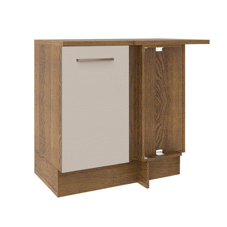 Mueble Inferior de Cocina Agata Marron y Crema 94x84cm con Mesón de Madera - MUEBLES INFERIORES DE COCINA | Bylmo