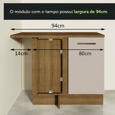 Mueble Inferior de Cocina Agata Marron y Crema 94x84cm con Mesón de Madera - MUEBLES INFERIORES DE COCINA | Bylmo