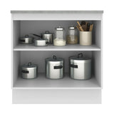 Mueble Inferior de Cocina Agata Blanco y Crema 80x84cm con Mesón de Madera y Dos Puertas - MUEBLES INFERIORES DE COCINA | Bylmo