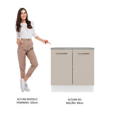 Mueble Inferior de Cocina Agata Blanco y Crema 80x84cm con Mesón de Madera y Dos Puertas - MUEBLES INFERIORES DE COCINA | Bylmo