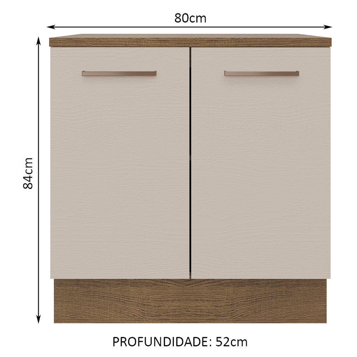 Mueble Inferior de Cocina Agata Marron y Crema 80x84cm con Mesón de Madera y Dos Puertas - MUEBLES INFERIORES DE COCINA | Bylmo