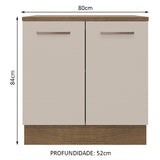 Mueble Inferior de Cocina Agata Marron y Crema 80x84cm con Mesón de Madera y Dos Puertas - MUEBLES INFERIORES DE COCINA | Bylmo
