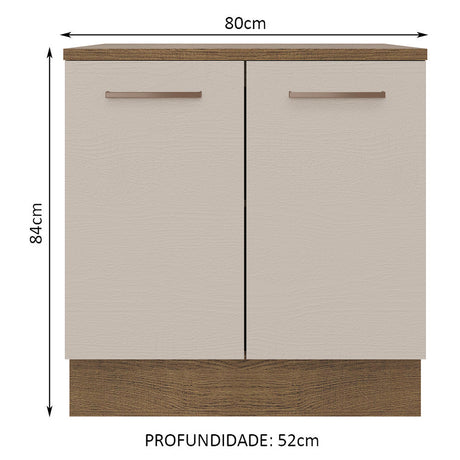 Mueble Inferior de Cocina Agata Marron y Crema 80x84cm con Mesón de Madera y Dos Puertas - MUEBLES INFERIORES DE COCINA | Bylmo