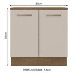 Mueble Inferior De Cocina Agata Marron Y Crema 80x84cm Con Mesón De Madera Y Dos Puertas