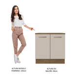 Mueble Inferior de Cocina Agata Marron y Crema 80x84cm con Mesón de Madera y Dos Puertas - MUEBLES INFERIORES DE COCINA | Bylmo