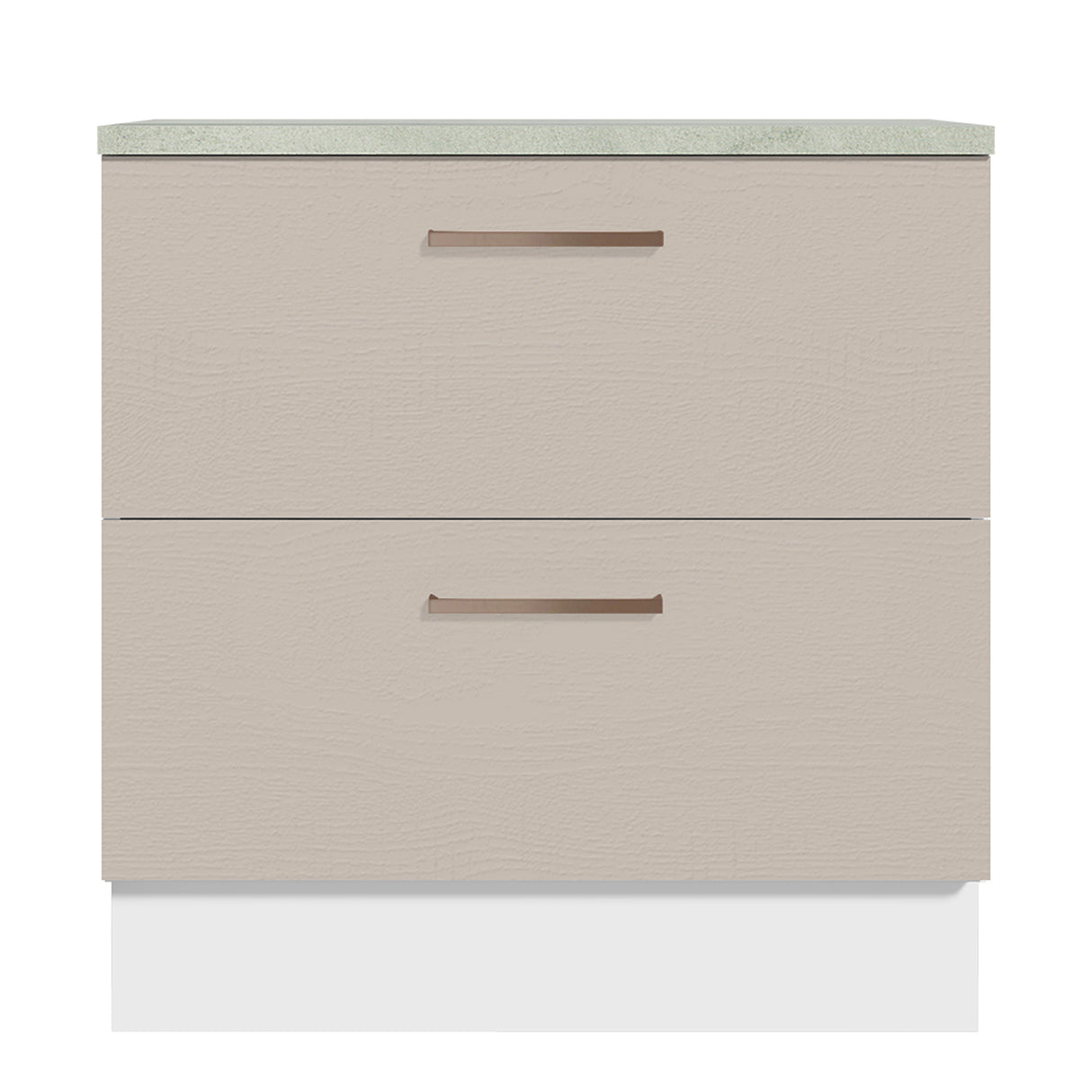 Mueble Inferior de Cocina Agata Blanco y Crema 80x84cm con Mesón de Madera y Dos Cajones - MUEBLES INFERIORES DE COCINA | Bylmo