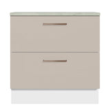 Mueble Inferior de Cocina Agata Blanco y Crema 80x84cm con Mesón de Madera y Dos Cajones - MUEBLES INFERIORES DE COCINA | Bylmo