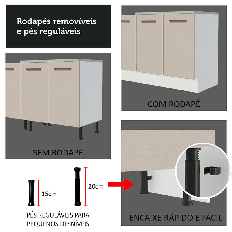 Mueble Inferior De Cocina Agata Blanco Y Crema 80x84cm Con Mesón De Madera Y Dos Cajones