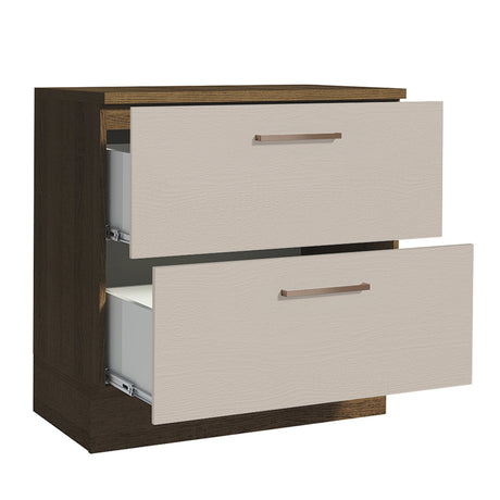 Mueble Inferior de Cocina Agata Marron y Crema 80x84cm con Mesón de Madera y Dos Cajones - MUEBLES INFERIORES DE COCINA | Bylmo