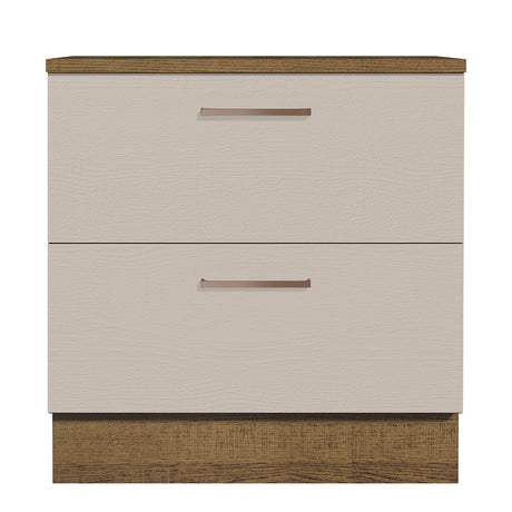 Mueble Inferior de Cocina Agata Marron y Crema 80x84cm con Mesón de Madera y Dos Cajones - MUEBLES INFERIORES DE COCINA | Bylmo