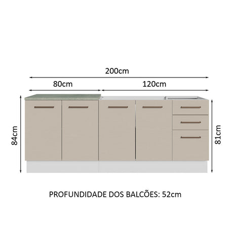 Set X 2 Muebles Inferiores de Cocina Agata Blanco y Crema 120x84cm con Mesón de Madera - MUEBLES INFERIORES DE COCINA | Bylmo