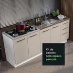 Set X 2 Muebles Inferiores De Cocina Agata Blanco Y Crema 120x84cm Con Mesón De Madera