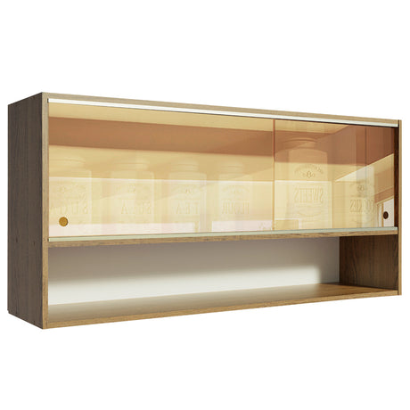 Mueble Superior de Cocina Emily Marron 105x49cm con Dos Entrepaños y Puertas Traslúcidas - MUEBLES SUPERIORES DE COCINA | Bylmo