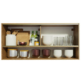 Mueble Superior de Cocina Emily Marron 105x49cm con Dos Entrepaños y Puertas Traslúcidas - MUEBLES SUPERIORES DE COCINA | Bylmo