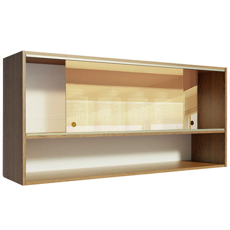 Mueble Superior de Cocina Emily Marron 105x49cm con Dos Entrepaños y Puertas Traslúcidas - MUEBLES SUPERIORES DE COCINA | Bylmo