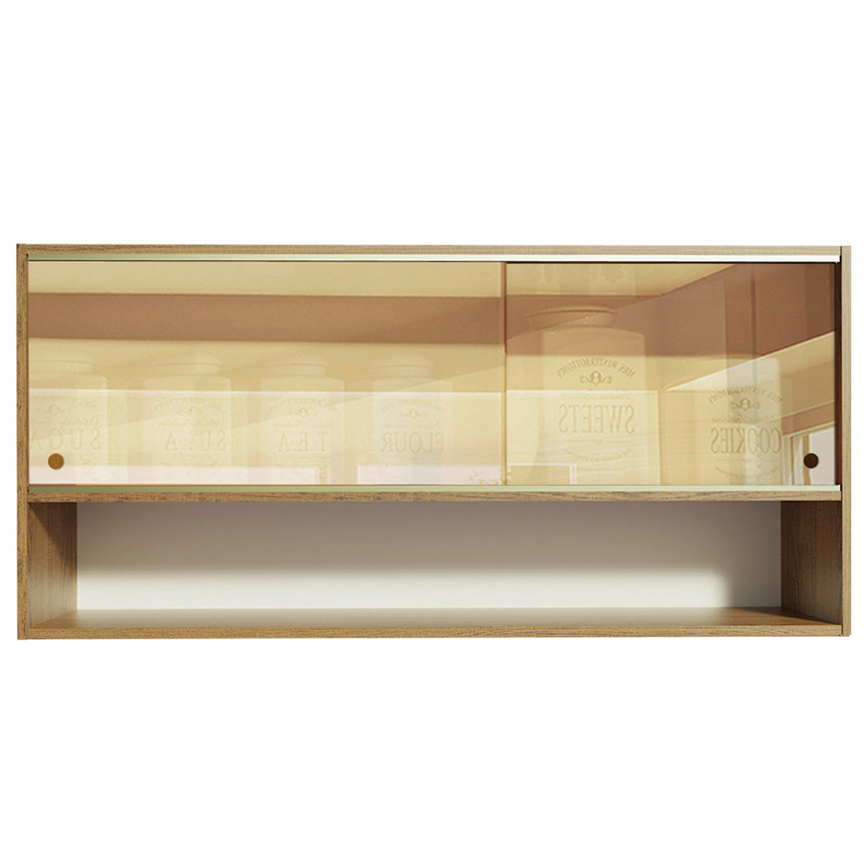 Mueble Superior de Cocina Emily Marron 105x49cm con Dos Entrepaños y Puertas Traslúcidas - MUEBLES SUPERIORES DE COCINA | Bylmo