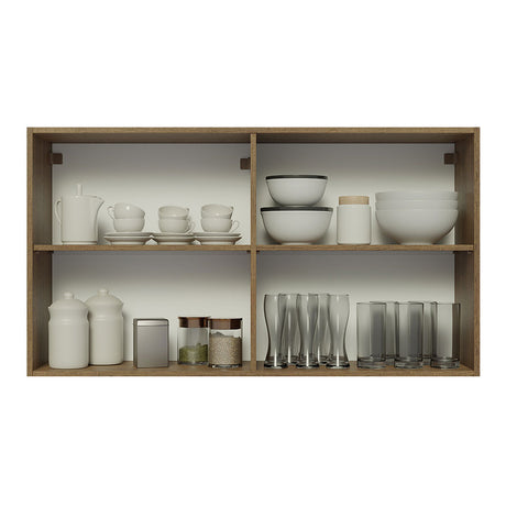 Mueble Superior de Cocina Glamy Marron 120x66cm con Dos Entrepaños y Puertas Traslúcidas - MUEBLES SUPERIORES DE COCINA | Bylmo