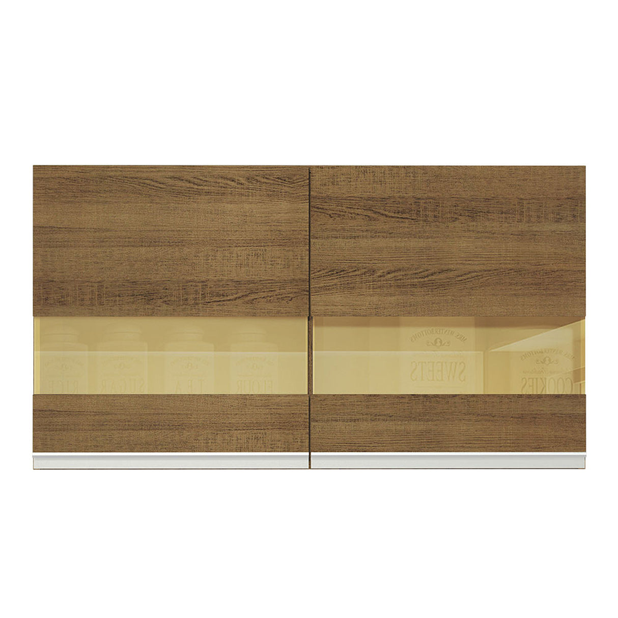 Mueble Superior de Cocina Glamy Marron 120x66cm con Dos Entrepaños y Puertas Traslúcidas - MUEBLES SUPERIORES DE COCINA | Bylmo