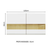 Mueble Superior de Cocina Glamy Marron y Blanco 120x66cm con Dos Entrepaños y Puertas Traslúcidas - MUEBLES SUPERIORES DE COCINA | Bylmo